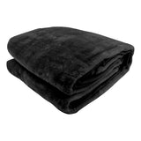 Laura Hill Faux Mink Blanket 800GSM Heavy Double-Sided - Black - Front View