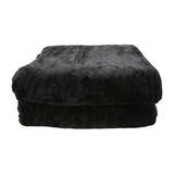 Laura Hill Faux Mink Blanket 800GSM Heavy Double-Sided - Black - Side View