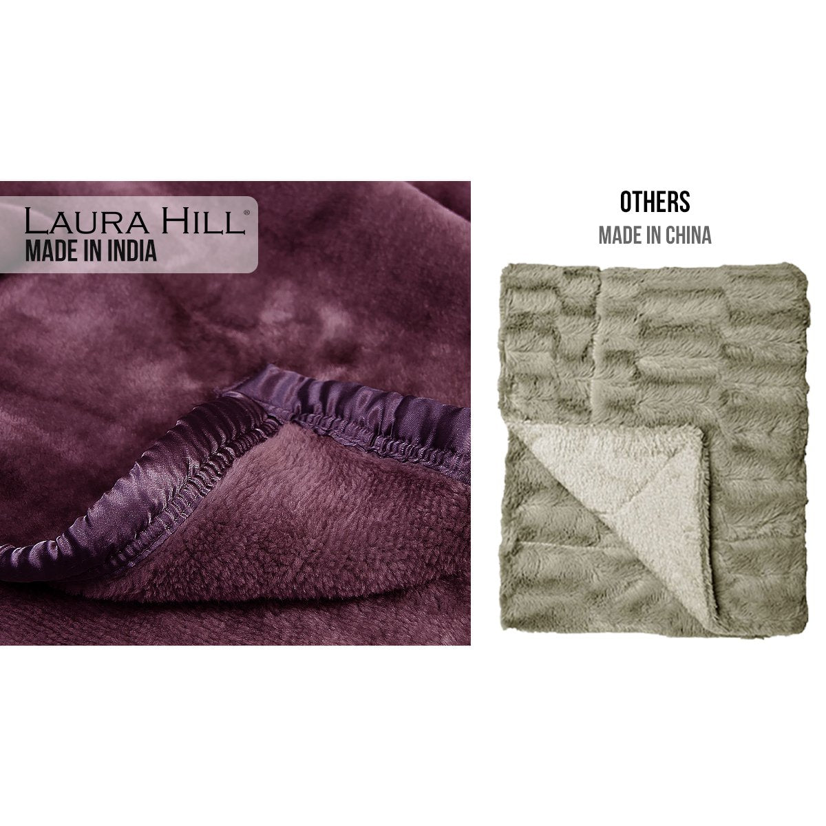 Laura Hill Faux Mink Blanket 800GSM Heavy Double-Sided - Purple