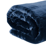 Laura Hill Faux Mink Blanket 800GSM Heavy Double-Sided - Navy Blue