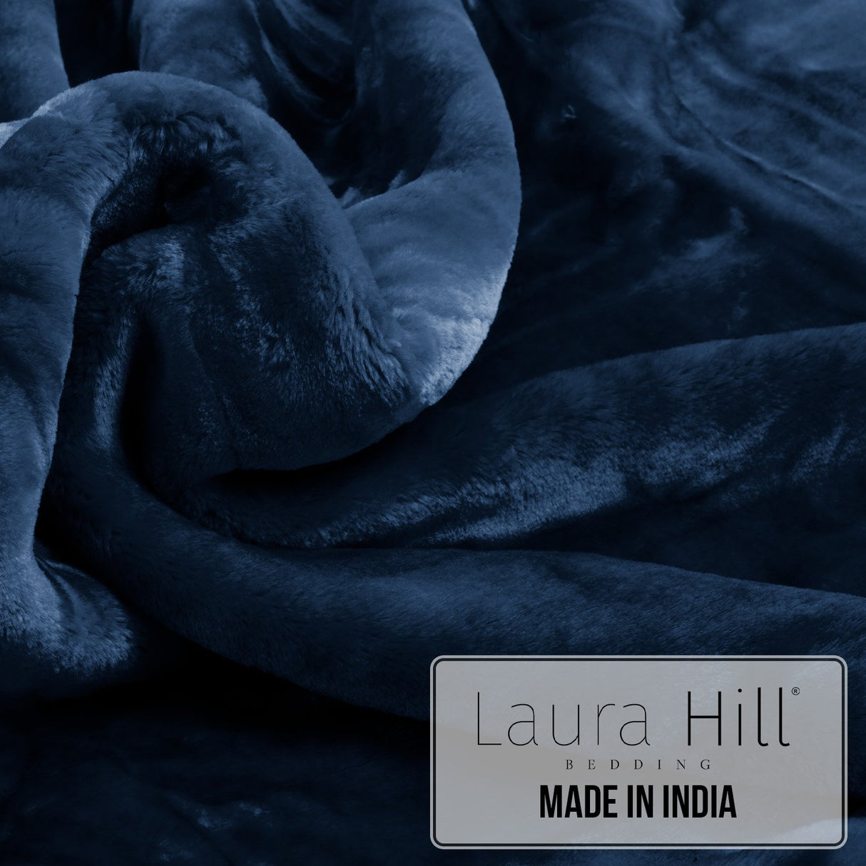 Laura Hill Faux Mink Blanket 800GSM Heavy Double-Sided - Navy Blue