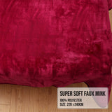 Laura Hill Faux Mink Blanket 800GSM Heavy Double-Sided - Red - Rear View