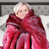 Laura Hill Faux Mink Blanket 800GSM Heavy Double-Sided - Red - Close-Up Angle