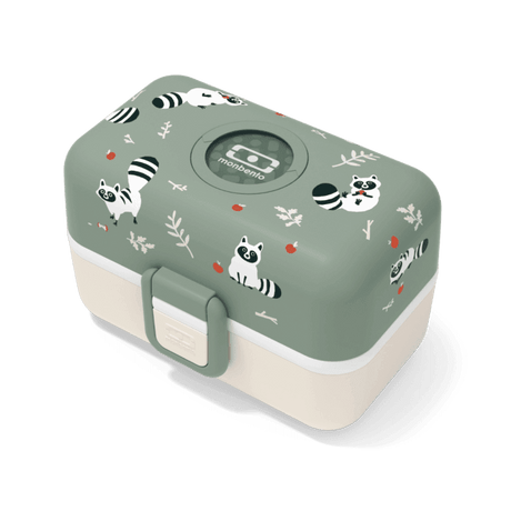 Monbento Tresor Graphic Kids's Bento Box- Green Raccoon Green Raccoon-1954803050564685824
