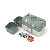 Monbento Tresor Graphic Kids's Bento Box- Green Raccoon Green Raccoon - Front View