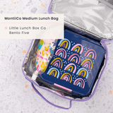 MONTII.CO Insulated Lunch Bag - Rainbows - Close-Up Angle
