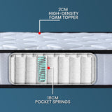 Laura Hill Pocket Spring Mattress - King Single - Low Angle