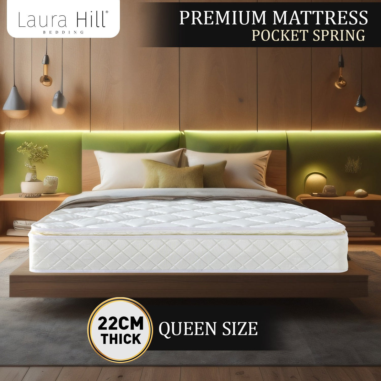 Laura Hill Pillow Top Pocket Spring 22in Mattress - Queen
