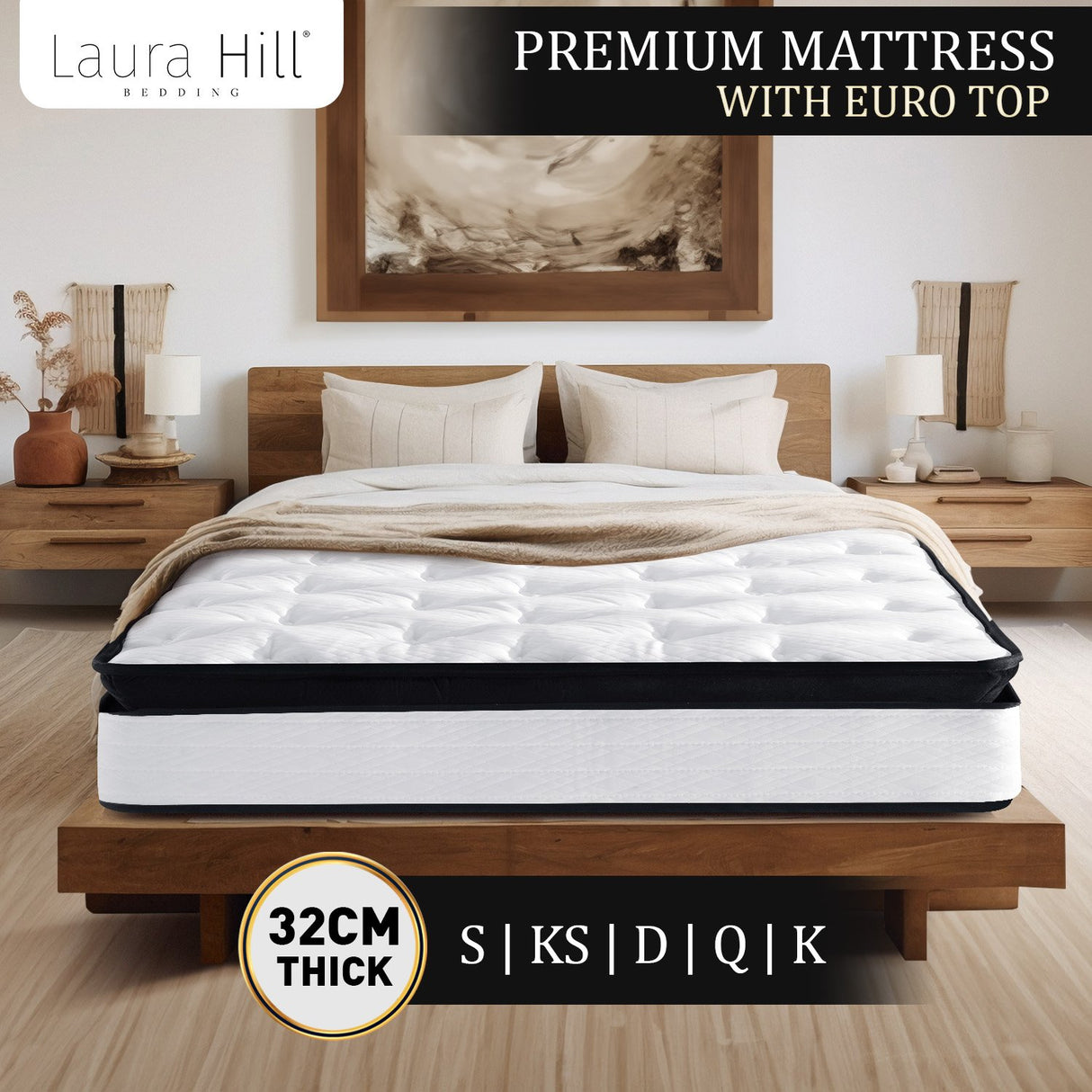 Laura Hill King Mattress with Euro Top Layer - 32cm