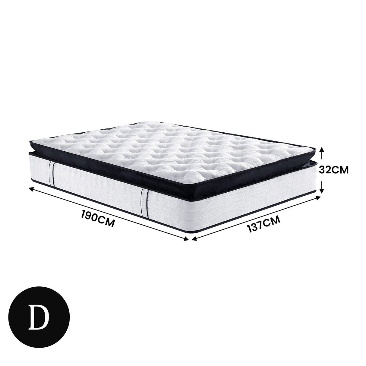 Laura Hill Double Mattress with Euro Top Layer - 32cm