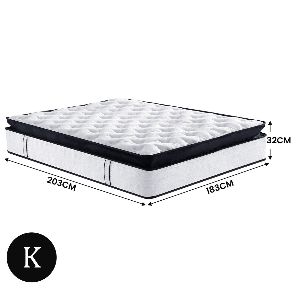 Laura Hill King Mattress with Euro Top Layer - 32cm