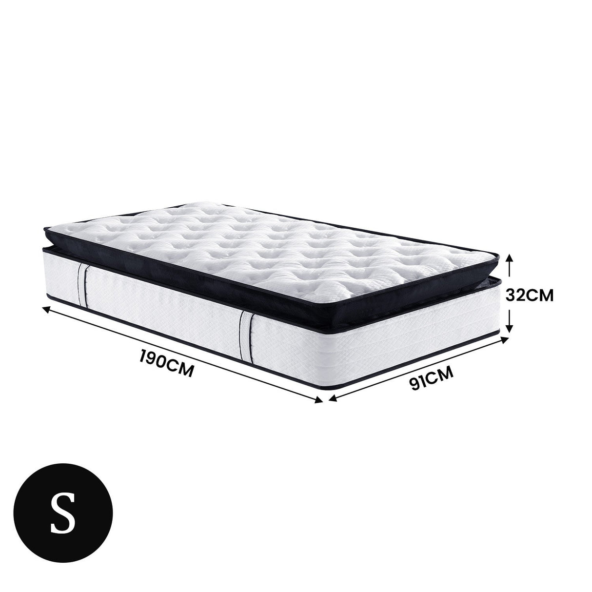 Laura Hill Single Mattress with Euro Top Layer - 32cm