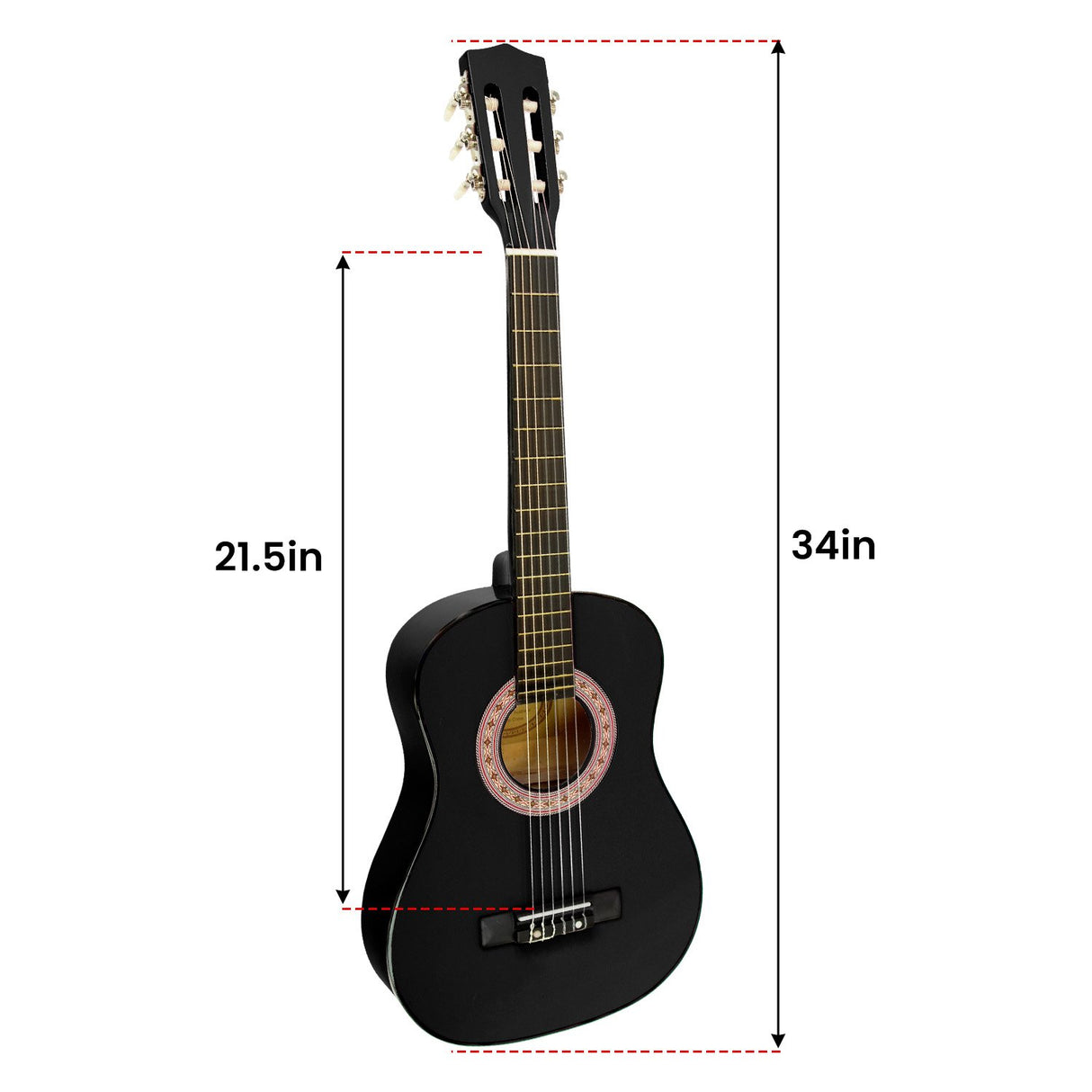 Karrera 34in Acoustic Childrens Wooden Guitar - Black