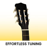 Karrera 34in Acoustic Childrens Wooden Guitar - Black - Rear View
