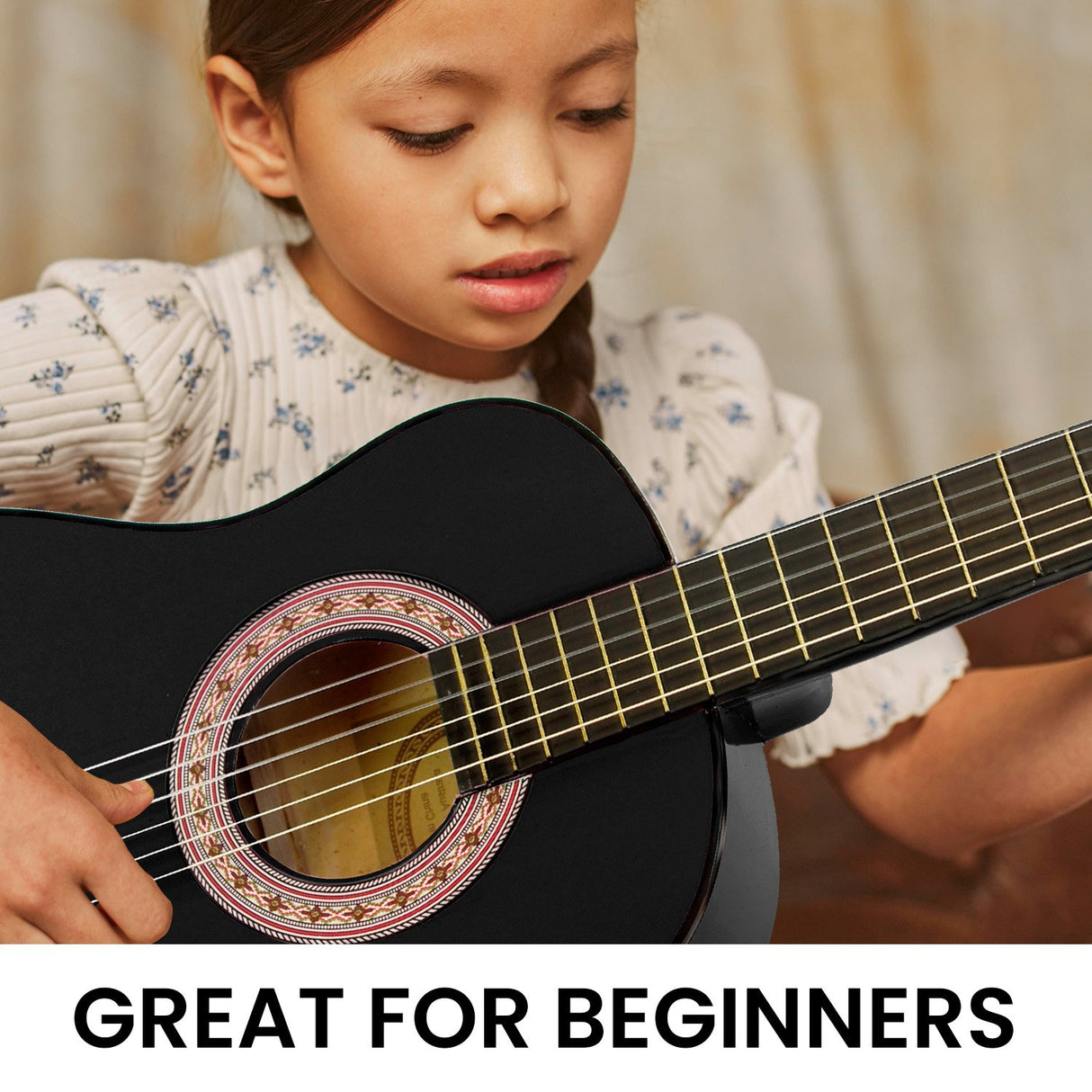 Karrera 34in Acoustic Childrens Wooden Guitar - Black