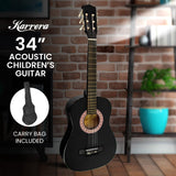 Karrera 34in Acoustic Childrens Wooden Guitar - Black - Low Angle