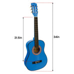Karrera 34in Acoustic Childrens Wooden Guitar - Blue