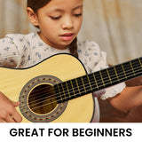 Karrera 34in Acoustic Childrens Wooden Guitar - Natural - Low Angle