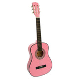Karrera 34in Acoustic Childrens Wooden Guitar - Pink - Side View