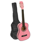 Karrera 34in Acoustic Childrens Wooden Guitar - Pink - Front View