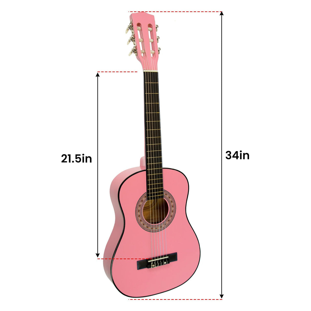 Karrera 34in Acoustic Childrens Wooden Guitar - Pink