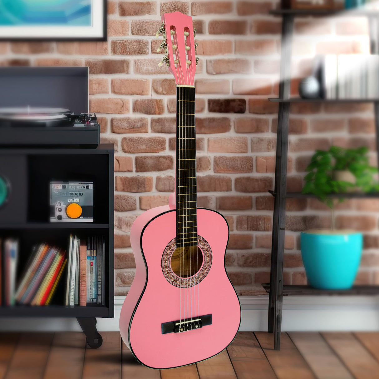 Karrera 34in Acoustic Childrens Wooden Guitar - Pink