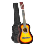 Karrera 34in Acoustic Childrens Wooden Guitar - Sunburst - Side View