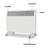 Levante NDM-15WT 1500W Electric Panel Heater Wifi Thermostat Castors