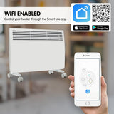Levante NDM-15WT 1500W Electric Panel Heater Wifi Thermostat Castors - 45-Degree Angle