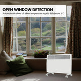 Levante NDM-15WT 1500W Electric Panel Heater Wifi Thermostat Castors - Rear View