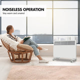 Levante NDM-15WT 1500W Electric Panel Heater Wifi Thermostat Castors - Low Angle
