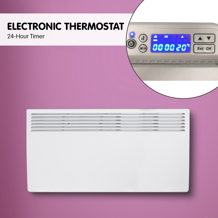 Levante NDM-20WT 2000W Electric Panel Heater Wifi Thermostat Castors
