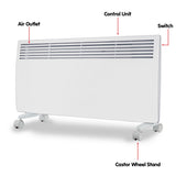 Levante NDM-20WT 2000W Electric Panel Heater Wifi Thermostat Castors - Side View