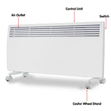 Levante NDM-24WT 2400W Electric Panel Heater Wifi Thermostat Castors - Front View