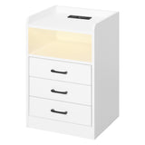 Levede Bedside Table USB Charger Outlet LED White - Low Angle