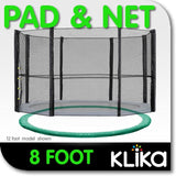 08ft Trampoline Replacement Safety Pad and Net Round 6 Poles Green - Side View