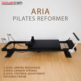 Powertrain Aria Pilates Reformer Machine Steel Foldable Home Gym Equipment Exercise Trainer Bla - Front View