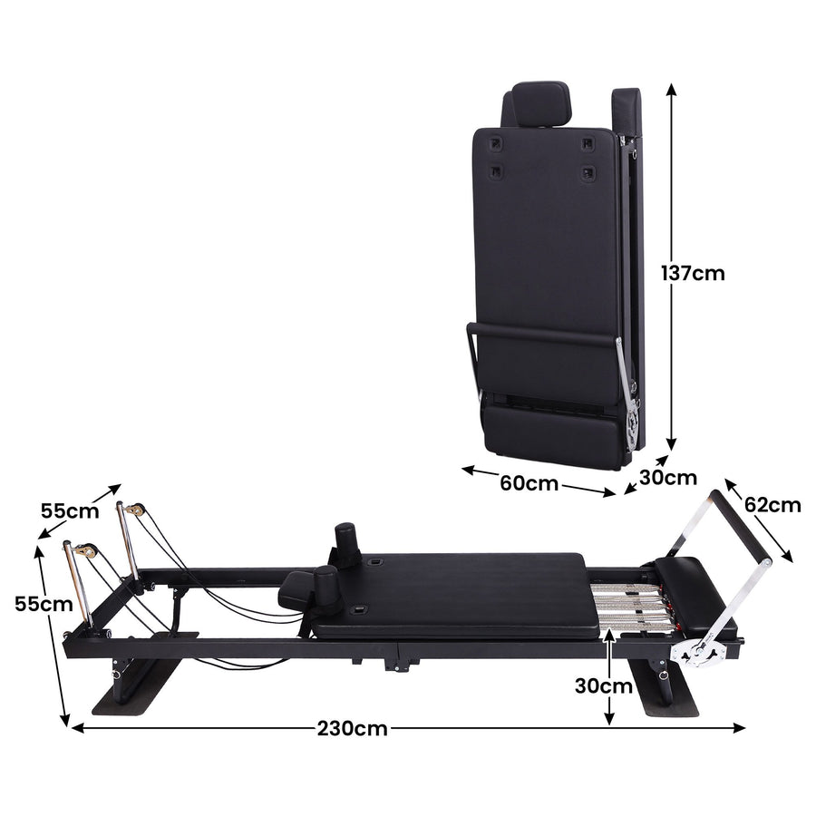 Powertrain Aria Pilates Reformer Machine Steel Foldable Home Gym Equipment Exercise Trainer Bla