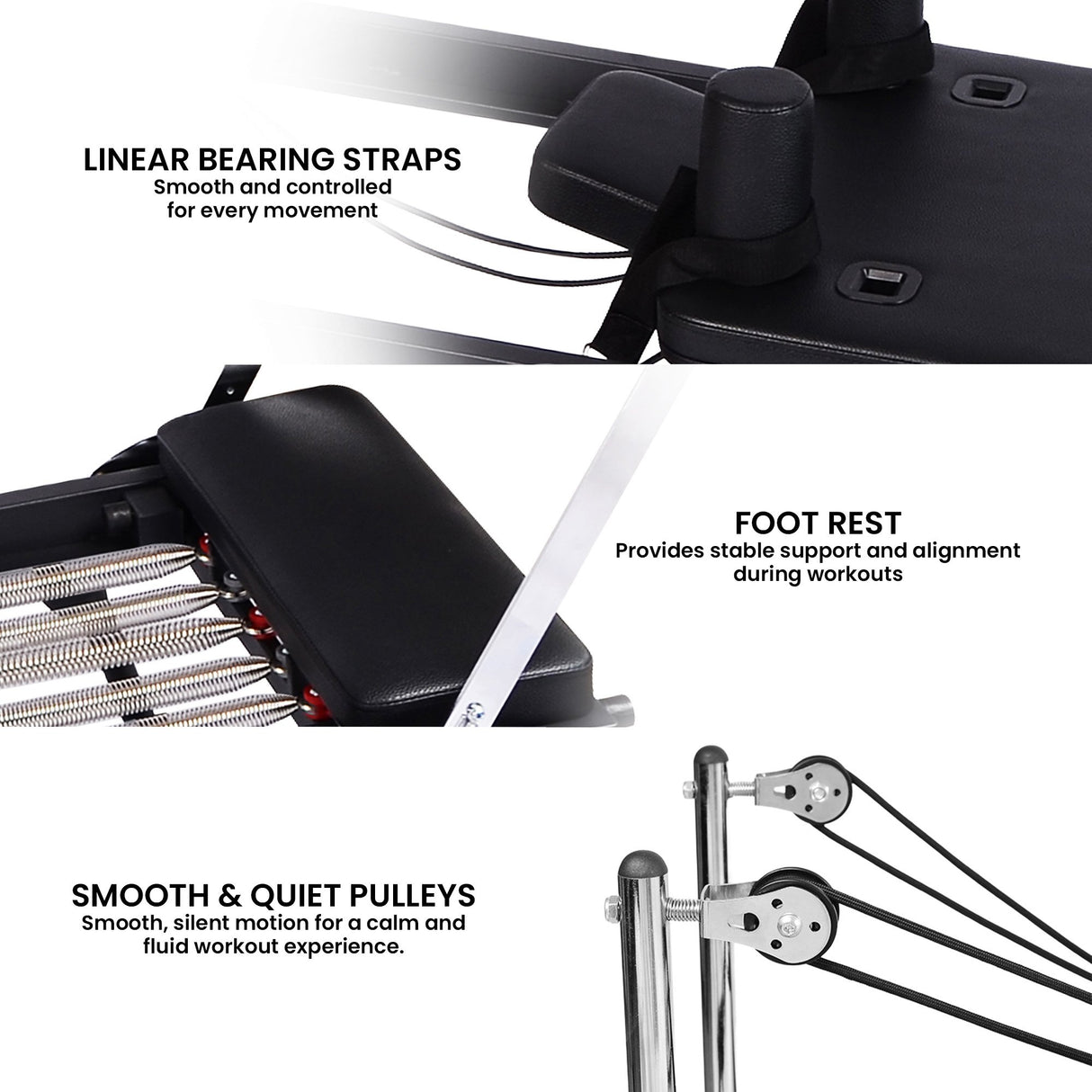 Powertrain Aria Pilates Reformer Machine Steel Foldable Home Gym Equipment Exercise Trainer Bla
