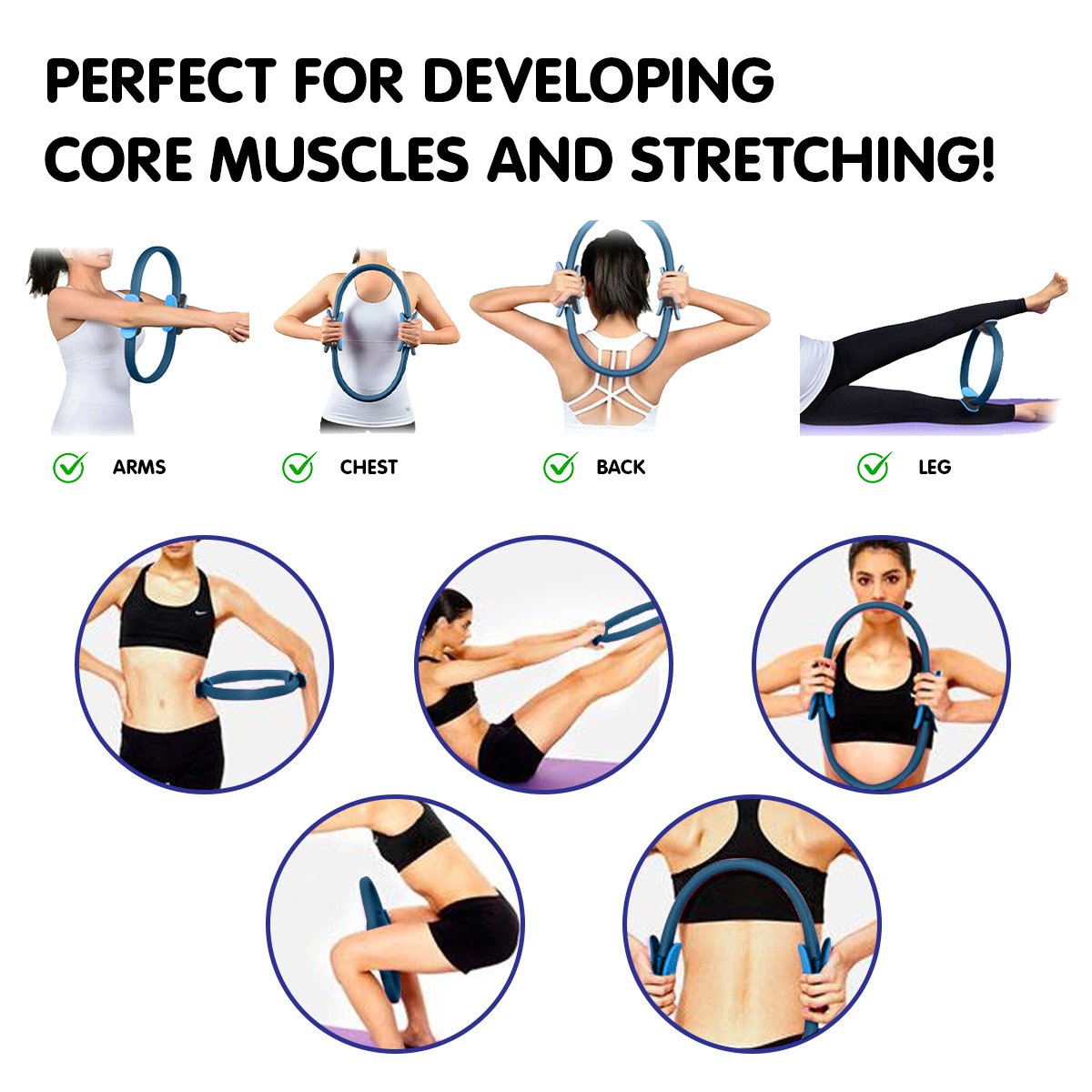 Powertrain Pilates Ring Band Yoga Home Workout Exercise Band - Blue