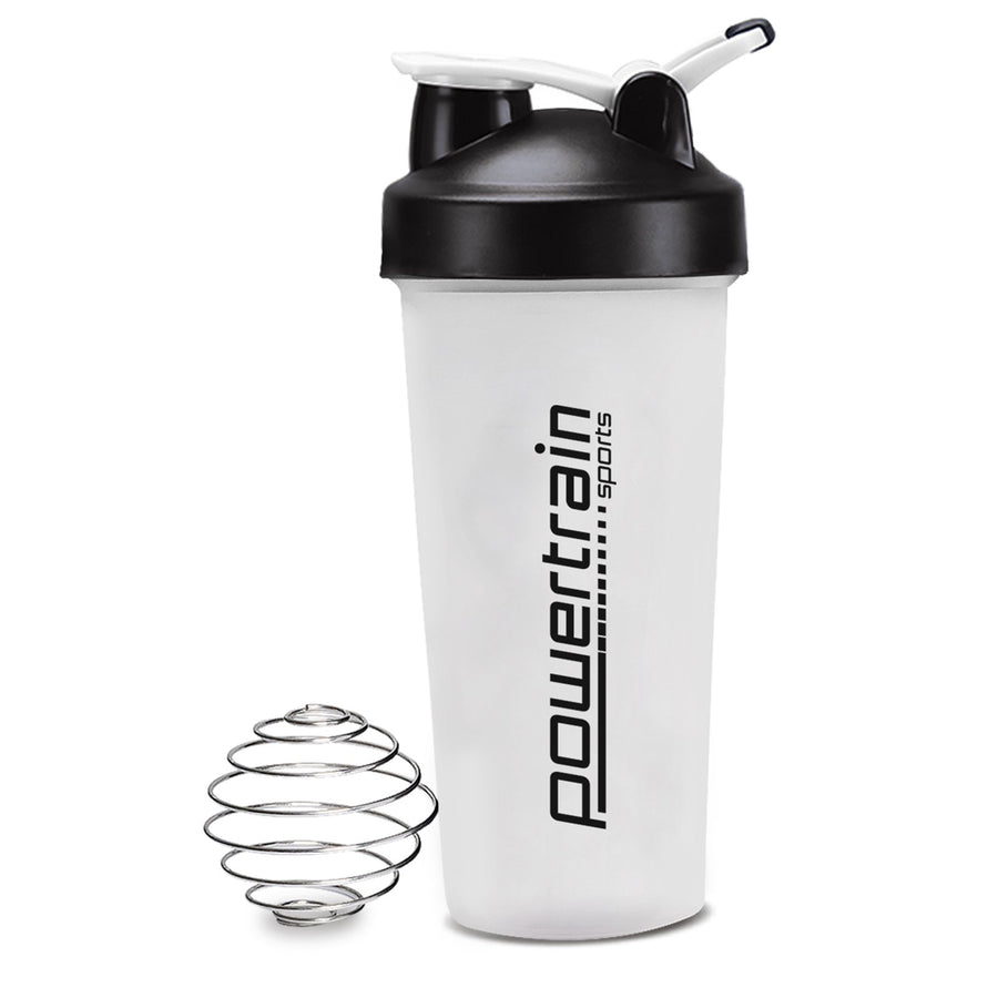 Powertrain 700ml Protein Shaker Bottle Water Sports Drink - White