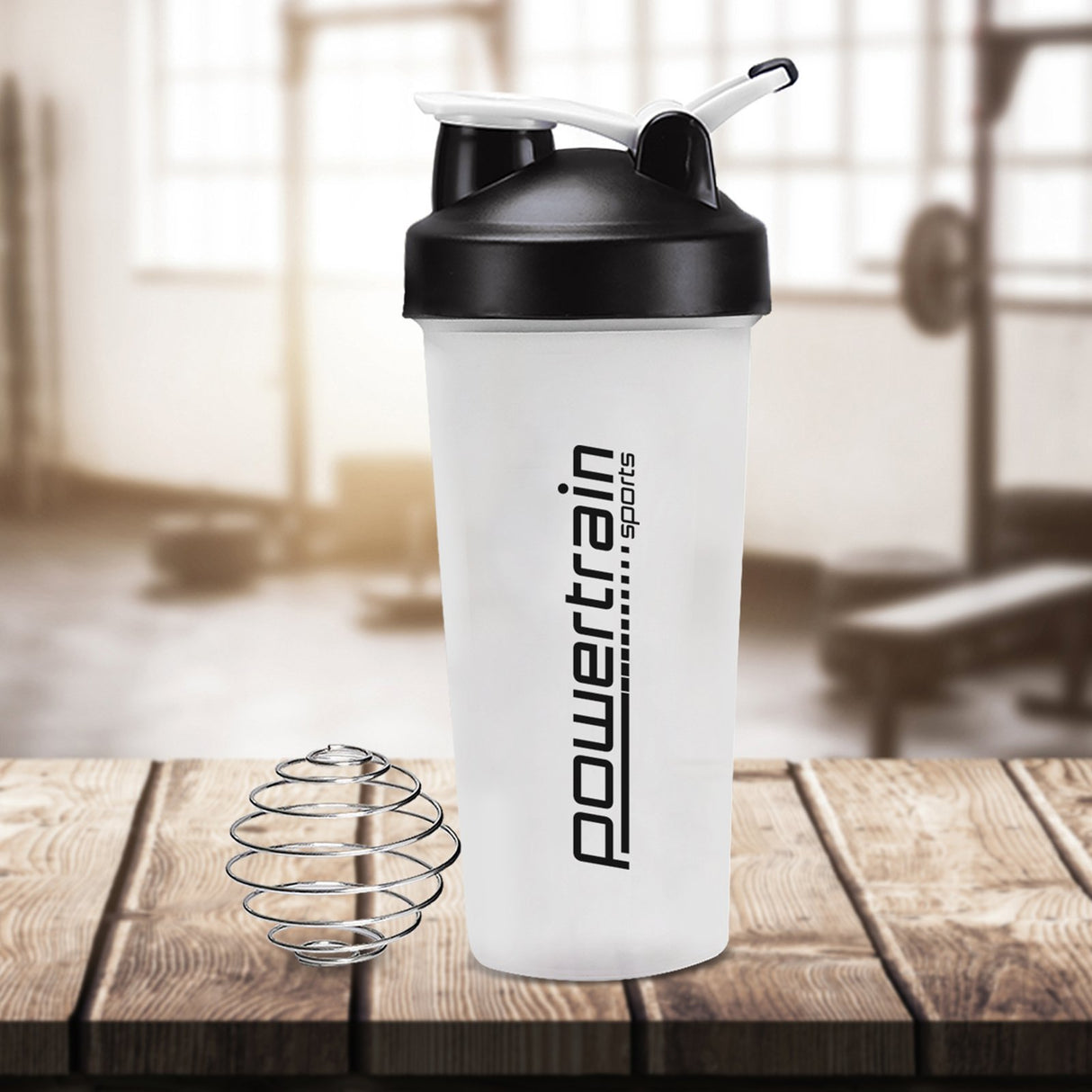 Powertrain 700ml Protein Shaker Bottle Water Sports Drink - White