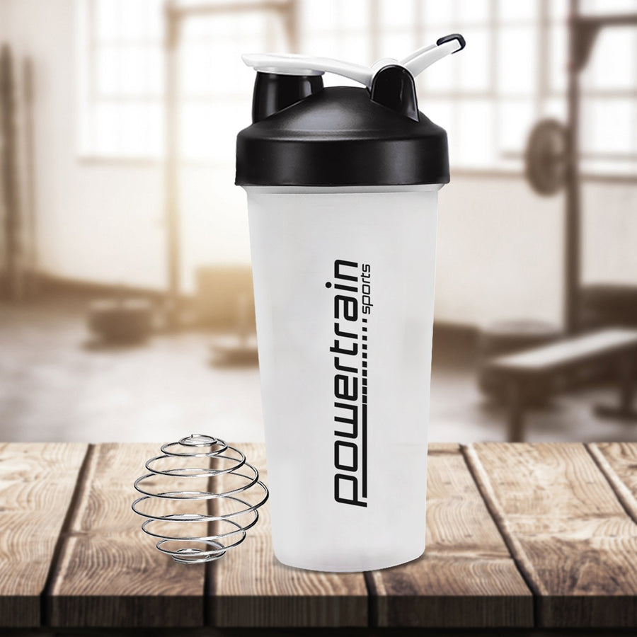 Powertrain 700ml Protein Shaker Bottle Water Sports Drink - White
