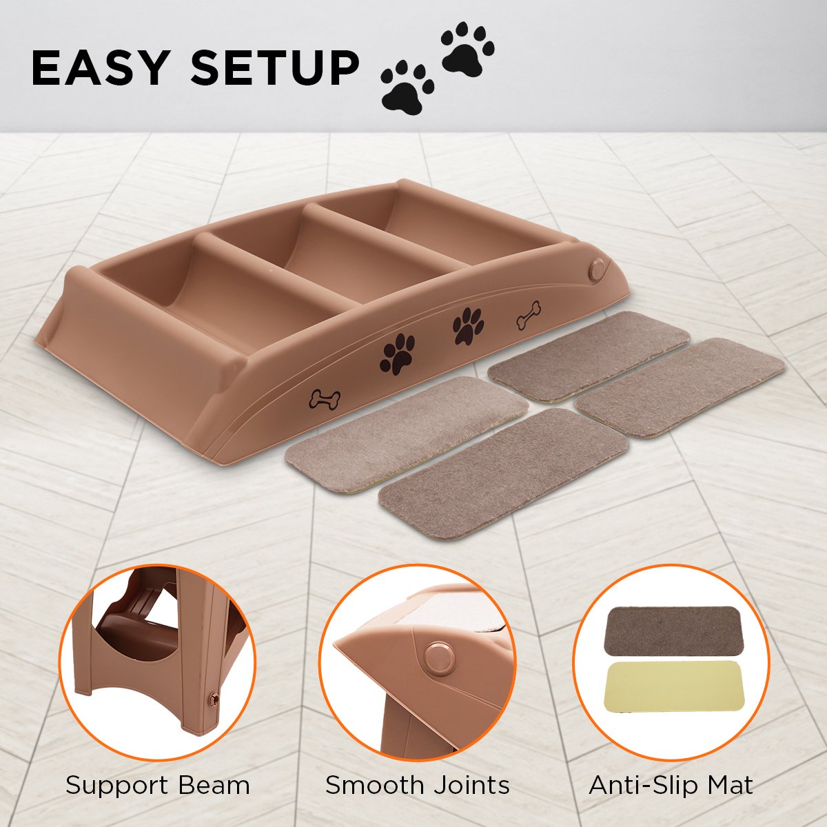 Furtastic Foldable Pet Stairs 50cm Dog Ladder Cat Ramp with Non-Slip Mat for Indoor Outdoor