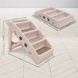 Furtastic Foldable Pet Stairs In White - 50cm Dog Ladder Cat Ramp - Top-Down View