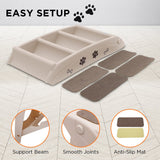 Furtastic Foldable Pet Stairs In White - 50cm Dog Ladder Cat Ramp - Rear View