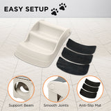 Furtastic 38cm Foldable Dog Cat Pet Stairs Ramp - White - Rear View