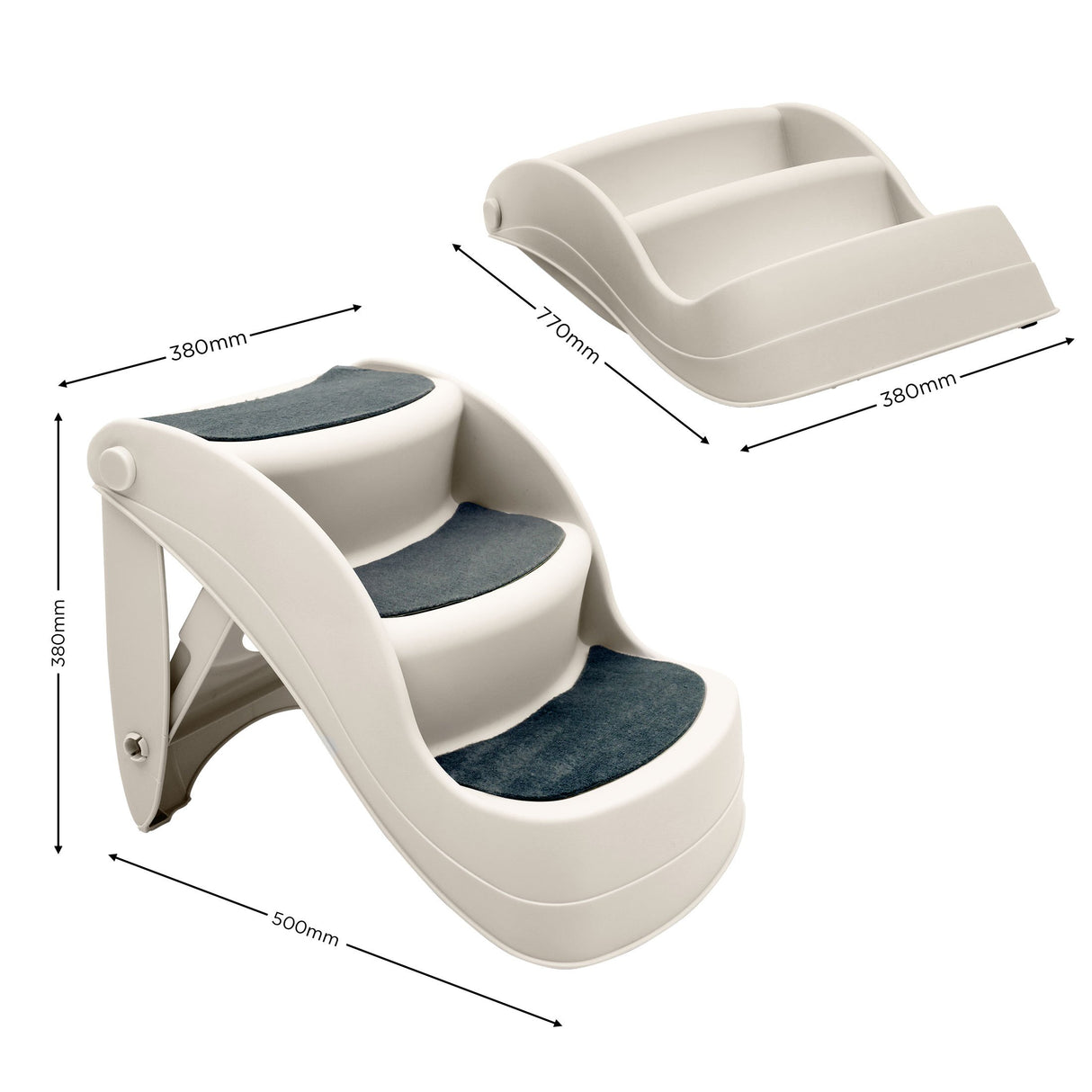 Furtastic 38cm Foldable Dog Cat Pet Stairs Ramp - White