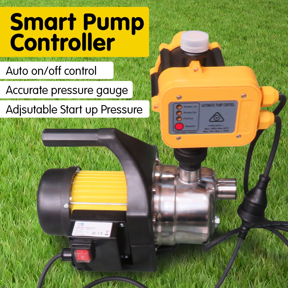 Hydro Active 800w Stainless Auto Water Pump 70B -Yellow