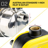 Hydro Active 800w Weatherised water pump Without Controller- Yellow - 45-Degree Angle